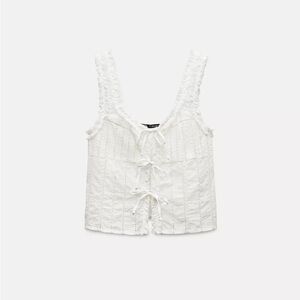 ZARA White Lace-Up Top